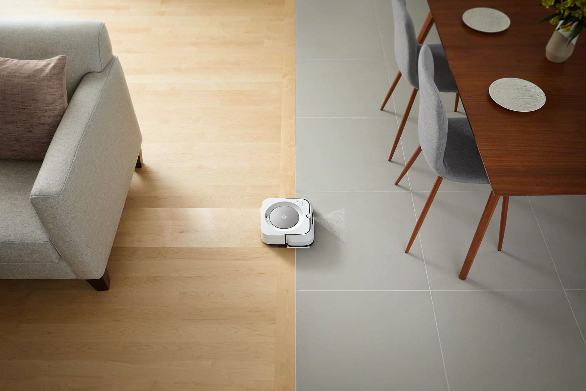 The Braava jet® m6 robot mop tackles multiple rooms and large spaces with advanced navigation and mapping capabilities.