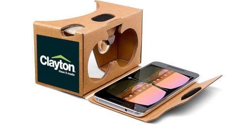 Cardboard VR headset with smart phone.