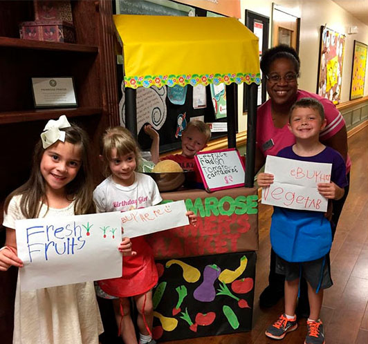 Primrose School of Brassfield in Greensboro, N.C., won the Healthy Bodies category for having students grow produce in the school's garden to learn about nutrition and then sell it at a pop-up farmers' market. 