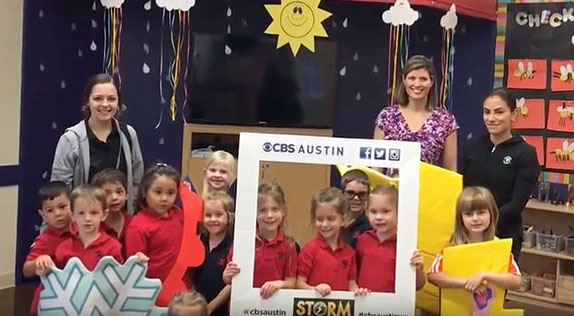 Primrose School of Crystal Falls outside of Austin, Texas, won the Active Minds category for inviting a local CBS meteorologist to visit the school to help teach the students about weather. 