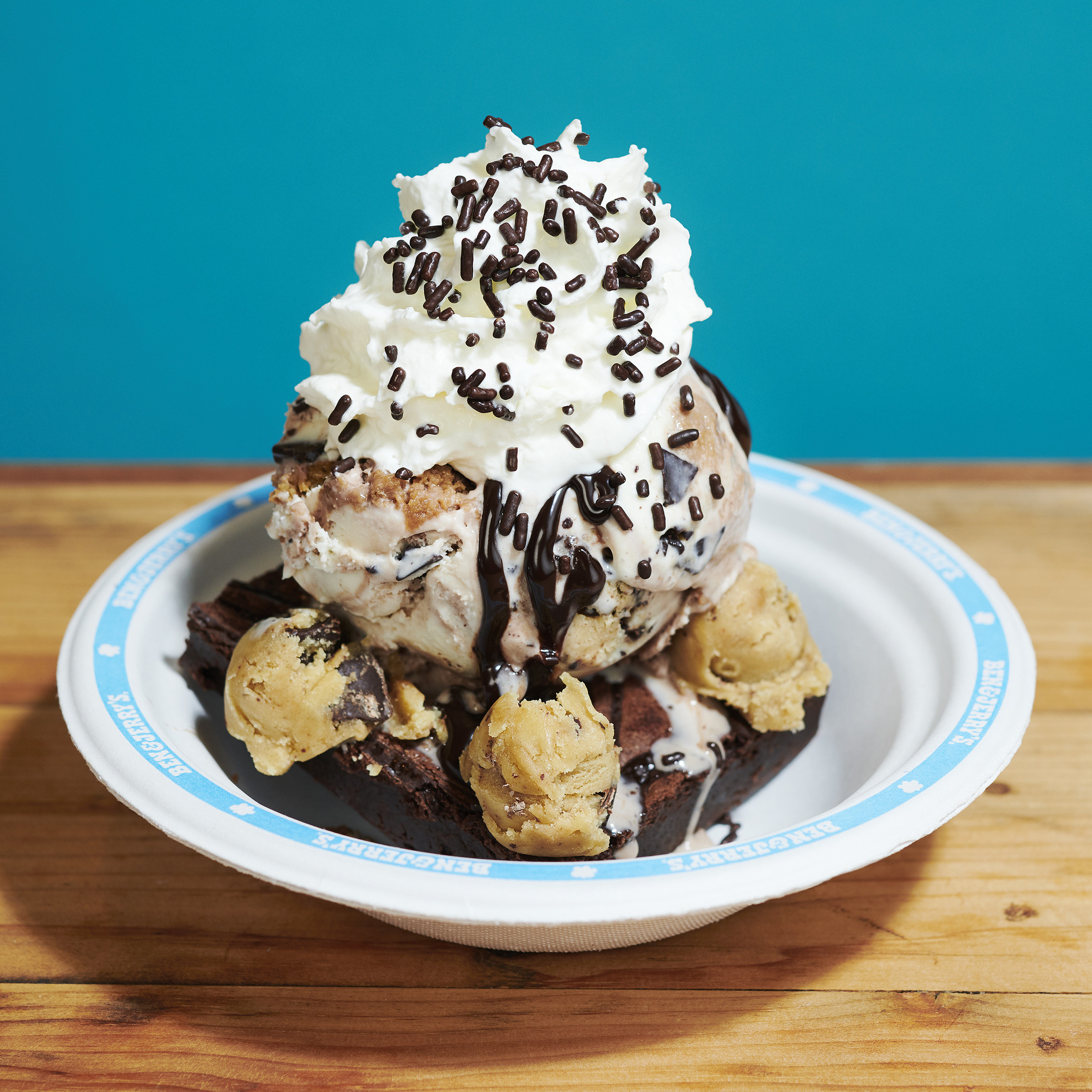 Ben & Jerry's Scoop Shops will make a special sundae for you, with cookie dough on the side!