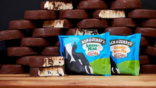 Ben & Jerry's Pint Slices: AmazeMint and Candy Bar Pie.