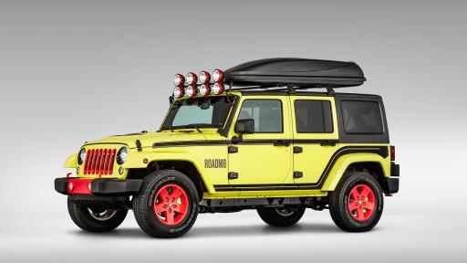 ROADM8 bright yellow jeep with red accents