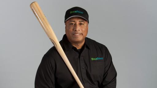Bernie Williams holding baseball bat