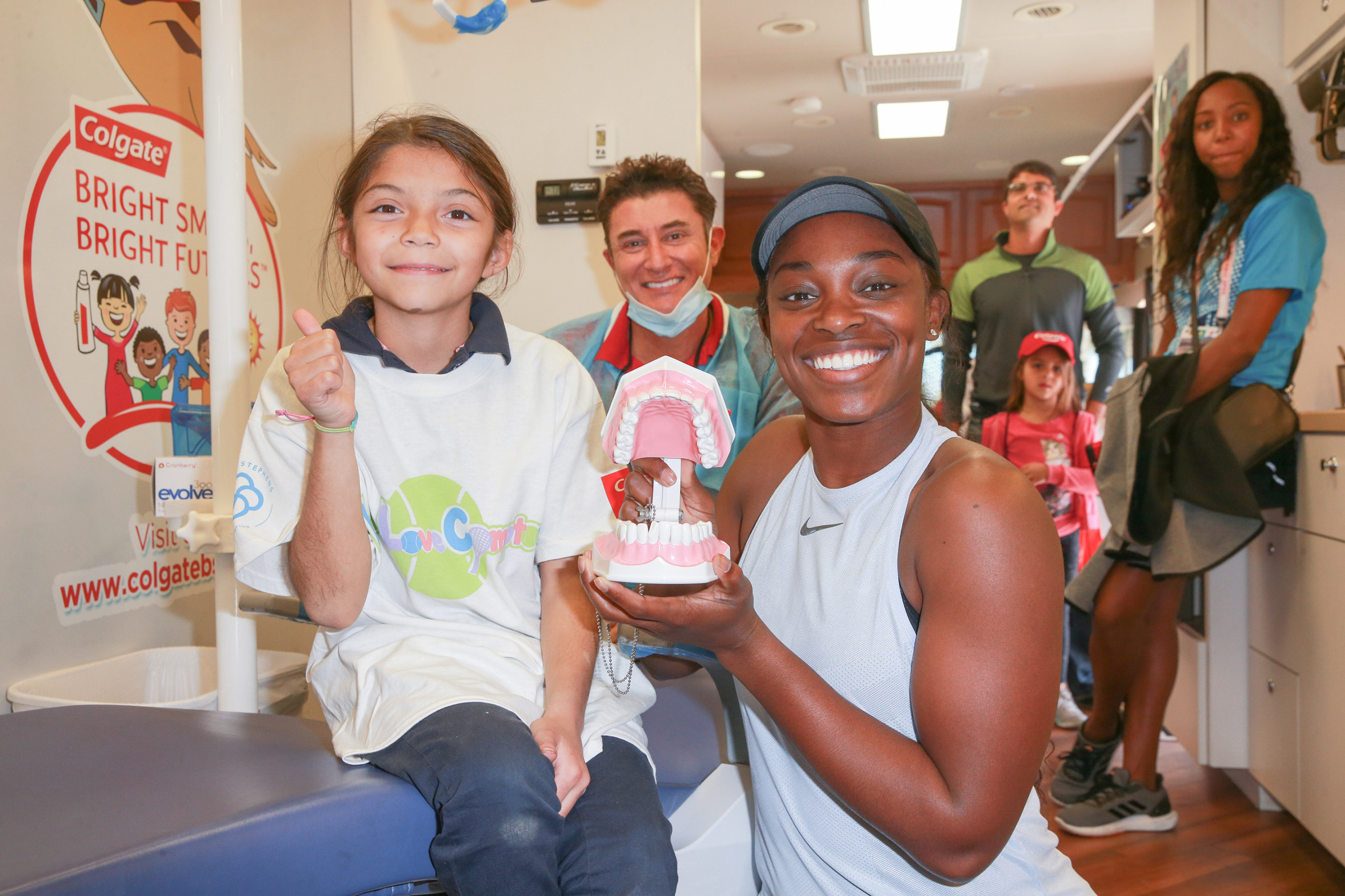 The Colgate Bright Smiles, Bright Futures® mobile dental van provides free oral care screenings for children ages three to 12