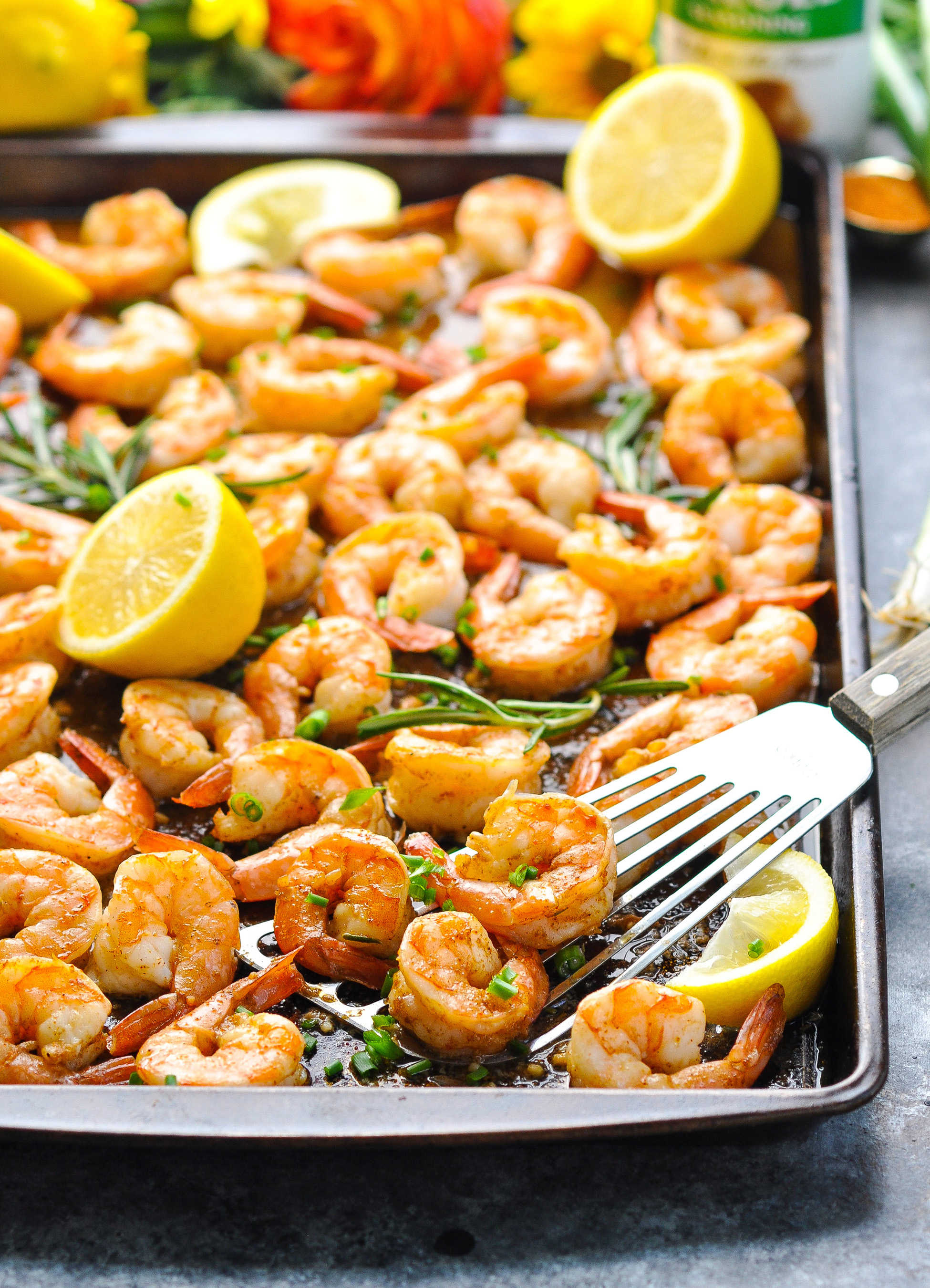 Sheet Pan New Orleans BBQ Shrimp: This easy dinner delivers maximum Southern flavor with minimum effort. The perfectly seasoned shrimp dish comes together in less than 20 minutes, and is perfect served with rice, biscuits or pasta!