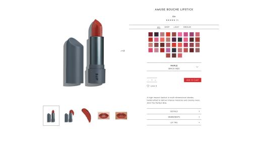 Screenshot of the Bite Beauty E-Commerce Site