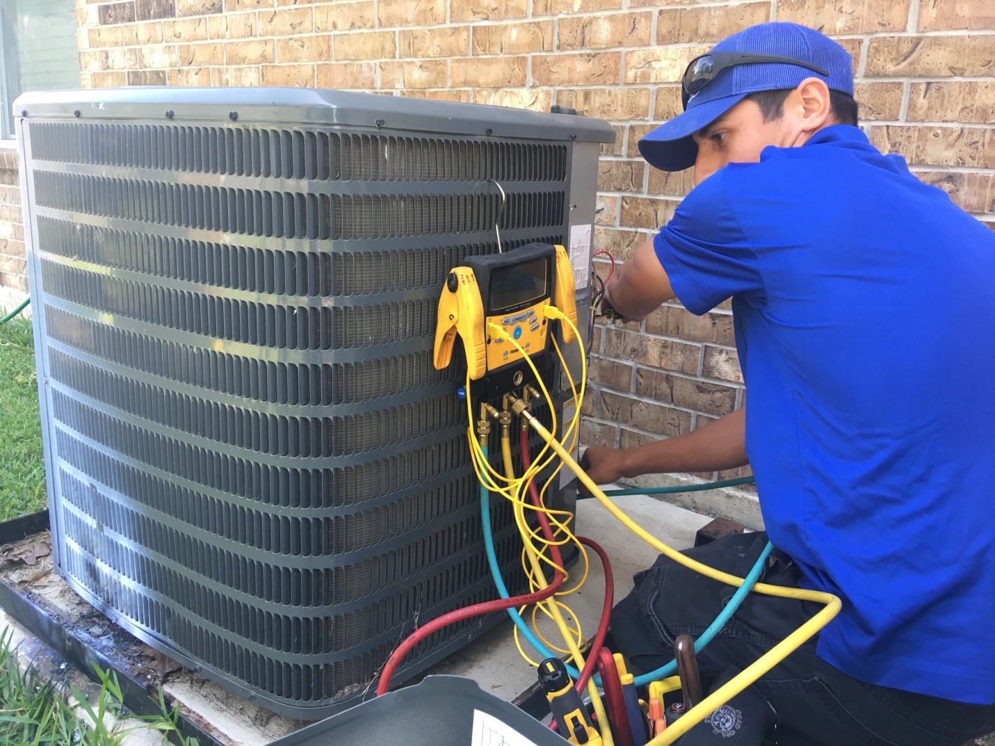 An installation technician from Fresh Air in Houston installs a new Carrier air conditioner at a Habitat for Humanity home earlier this year. The home was flooded by the historic rain that impacted thousands of homes across the Houston area last year during Hurricane Harvey. Carrier donated 100 new air conditioners to the Houston chapter of Habitat for Humanity while Fresh Air is installing the systems for Habitat families across the Houston region.