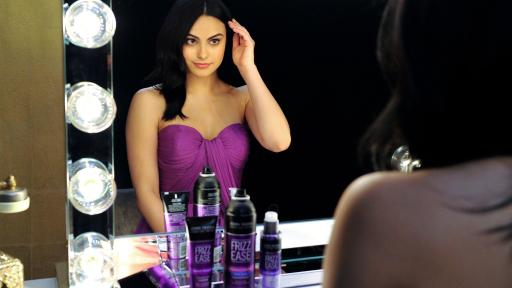 Camila Mendes behind the scenes shooting her John Frieda Hair Care campaign video