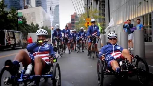 Wounded Warriors riding bikes