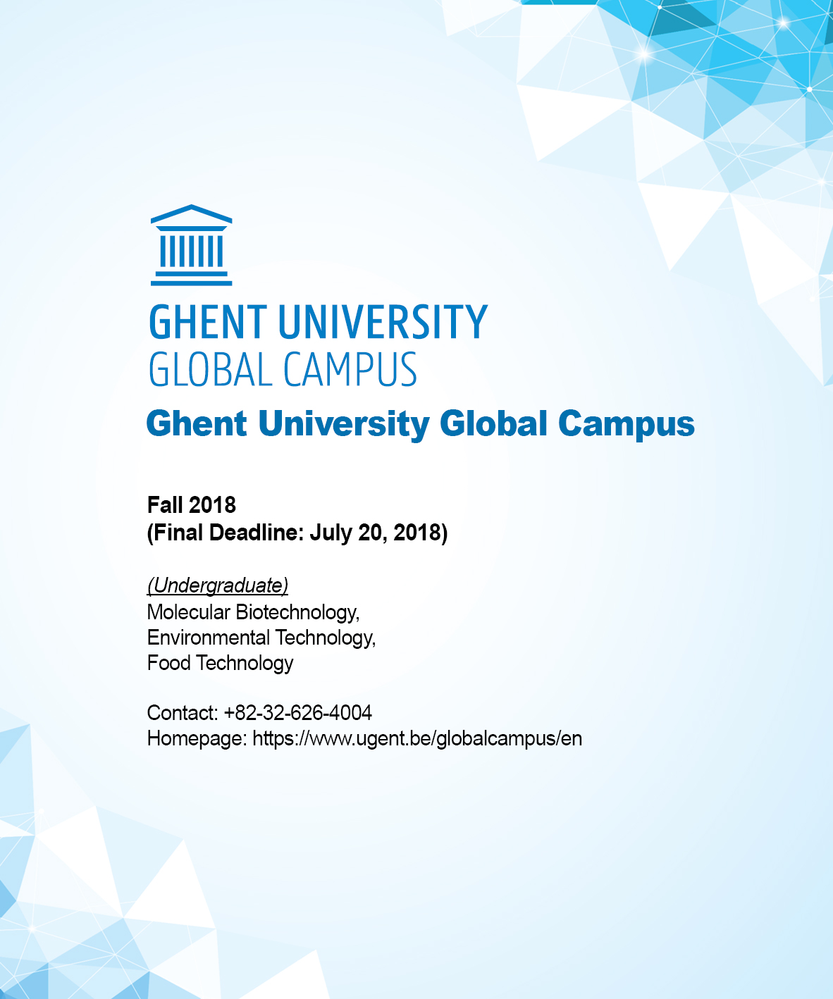 Admission Info of Ghent University Global Campus