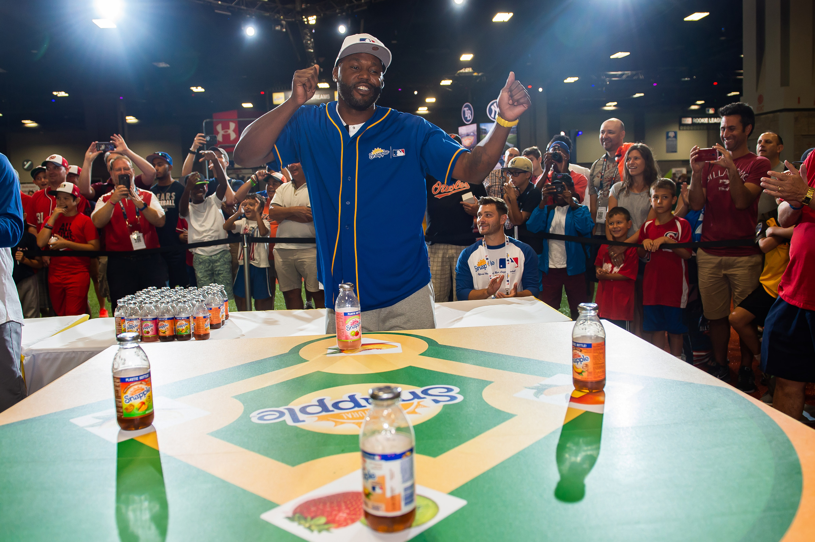 Cliff Floyd won Snapple’s first-ever All-Star Bottle Flip Challenge at MLB FanFest where he competed against Cal Ripken Jr. for the prestigious “Flip for Flavor” champion title on Tuesday, July 17 in Washington.