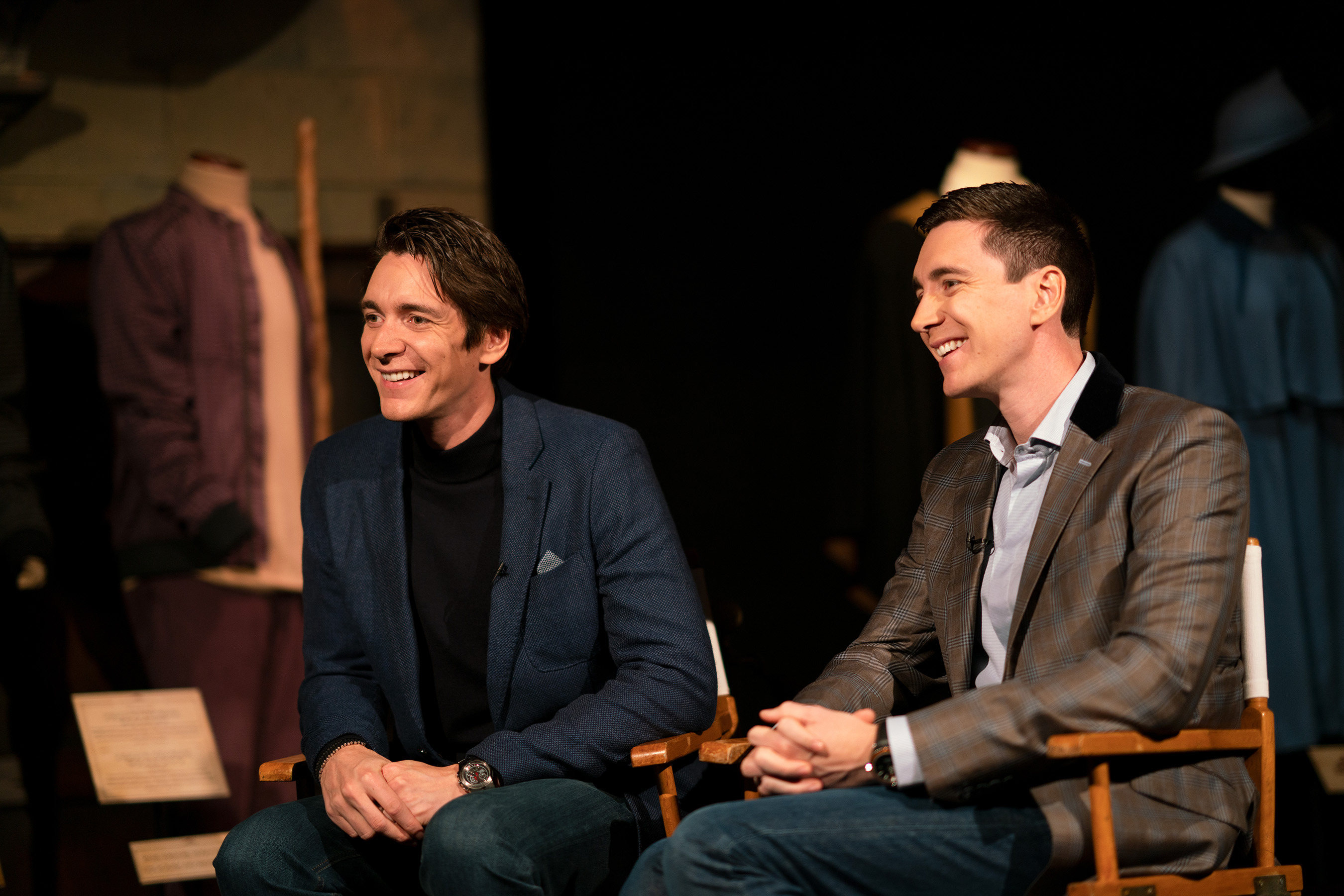 Film actors, James Phelps and Oliver Phelps at Harry Pottertm: The Exhibition at the Pavilion of Portugal in Lisbon, Portugal