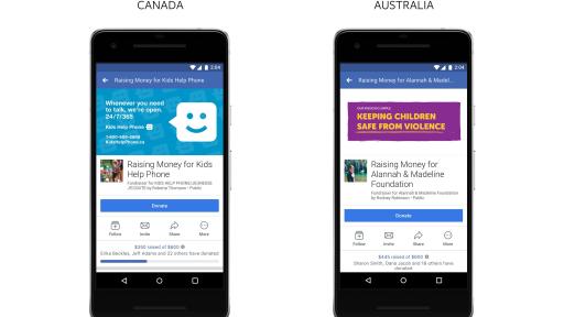 Two Product screens on cell phones of Facebook apps.