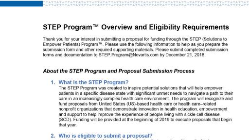 STEP Program 2018 Overview and Eligibility Requirements