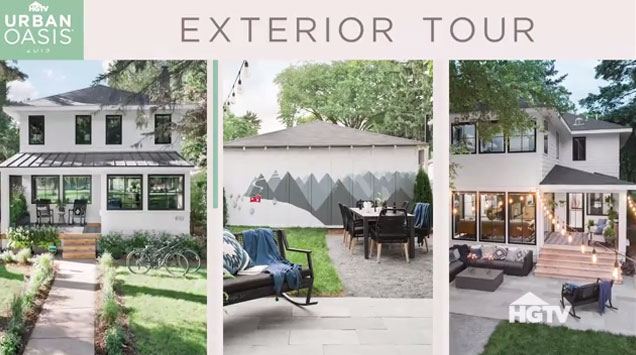 Take a quick tour of the exterior of the HGTV Urban Oasis 2019 located in Minneapolis.