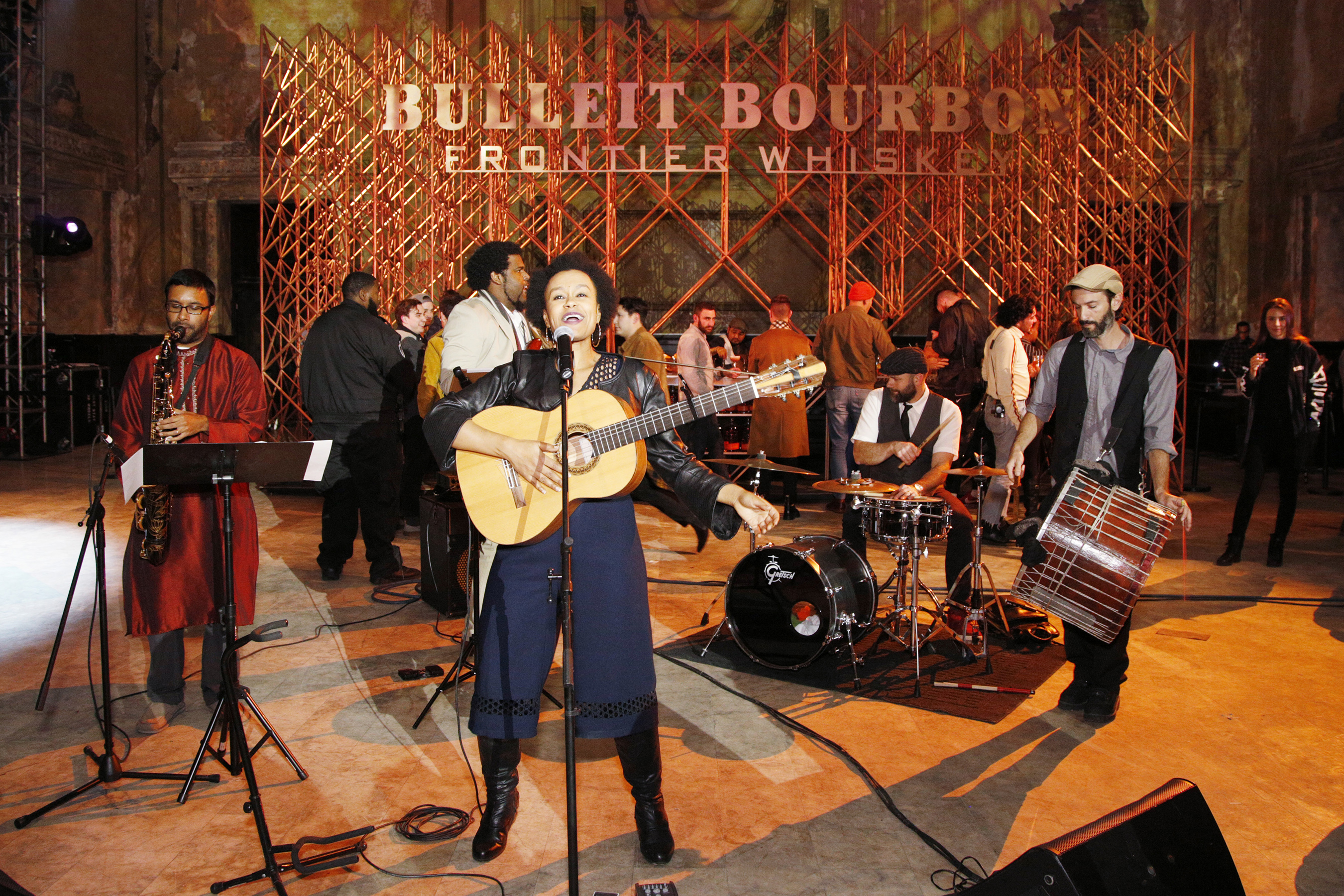 Meklit Hadero performs at the Bulleit 3D Printed Frontier launch at 16th Street Station on December 6, 2018 in Oakland, California. (Photo by Kimberly White/Getty Images for Bulleit Frontier Whiskey)