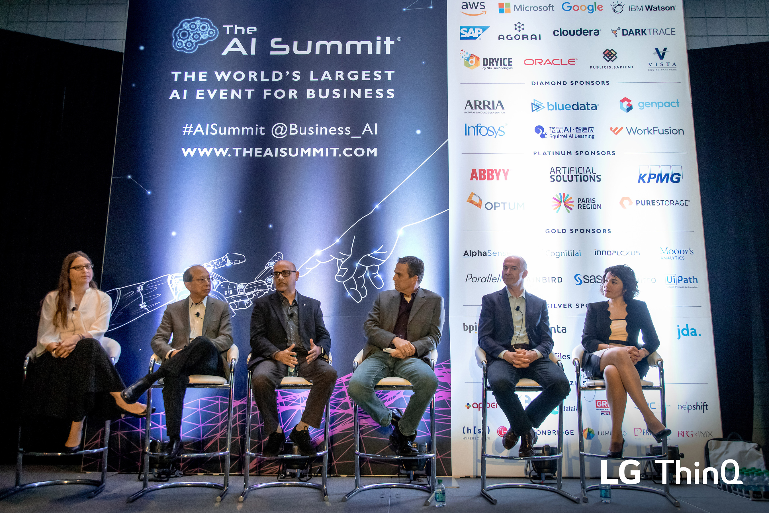 (Third from left) Mohammed Ansari, Senior Vice President and General Manager of the LG Silicon Valley Lab participates in panel discussion at the AI Summit in New York to talk about LG ThinQ