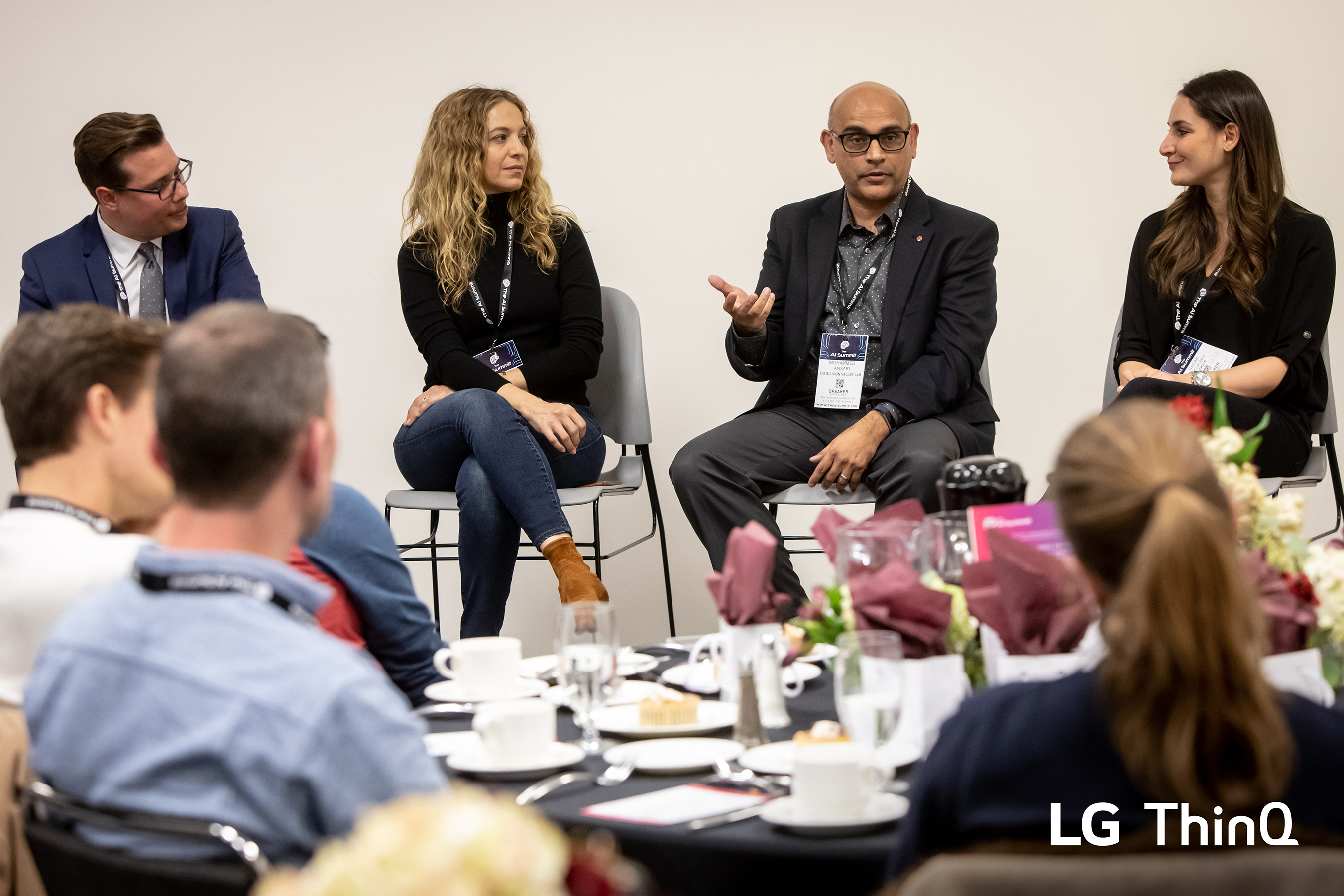 LG ThinQ Forum panelists Mohammed Ansari, Carley Knobloch, Naomi Makofsky and moderator Will Thompson