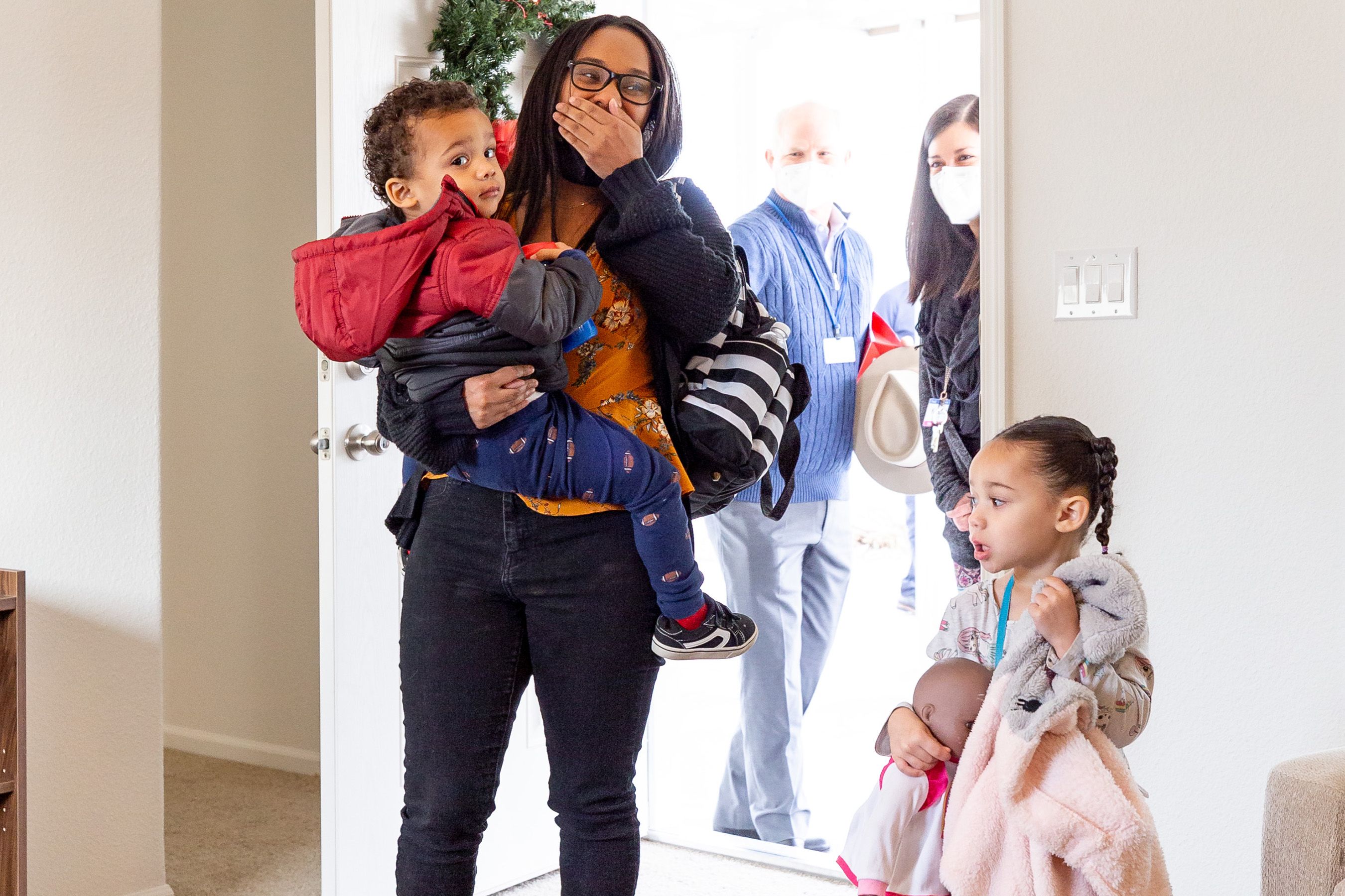 Kameron and her two children walk into their brand new Clayton Built® home for the first time.