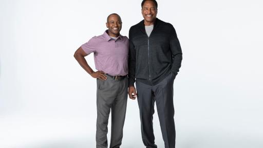 two men standing Don Baylor Jr. and Dave Winfield