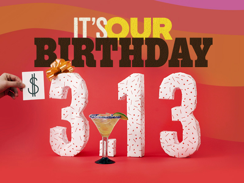 #ChilisBirthday is Back, Baby Back, Baby Back on March 13 with $3.13 Presidente Margaritas