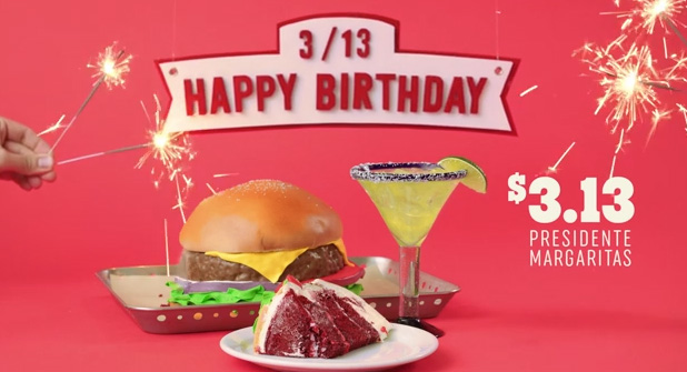 #ChilisBirthday is Back, Baby Back, Baby Back on 3/13 with $3.13 Presidente Margaritas