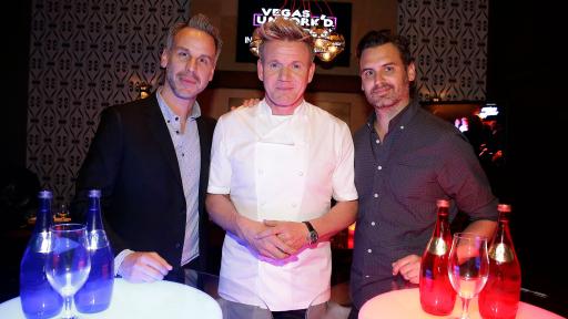 Bon Appetit's Adam Rapoport and Andrew Knowlton with Gordon Ramsay at Vegas Uncork'd by Bon Appetit (credit Caesars Entertainment)