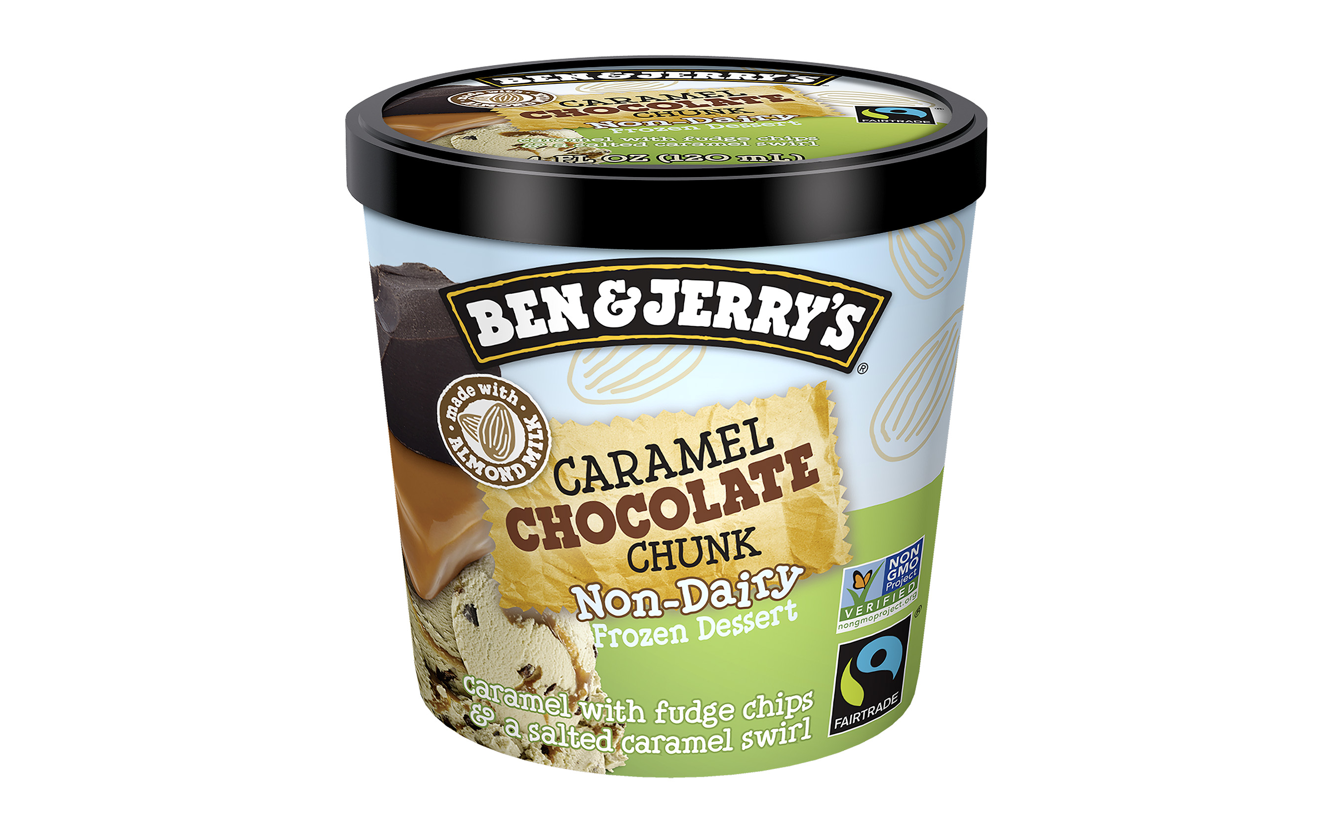 Ben & Jerry’s new Caramel Chocolate Chunk Mini Cup features caramel non-dairy frozen dessert with fudge chips & a salted caramel swirl in a portion control cup that’s great on the go.