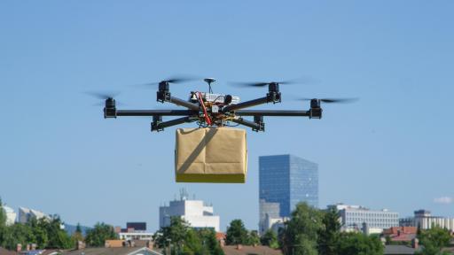 Drone carrying a package