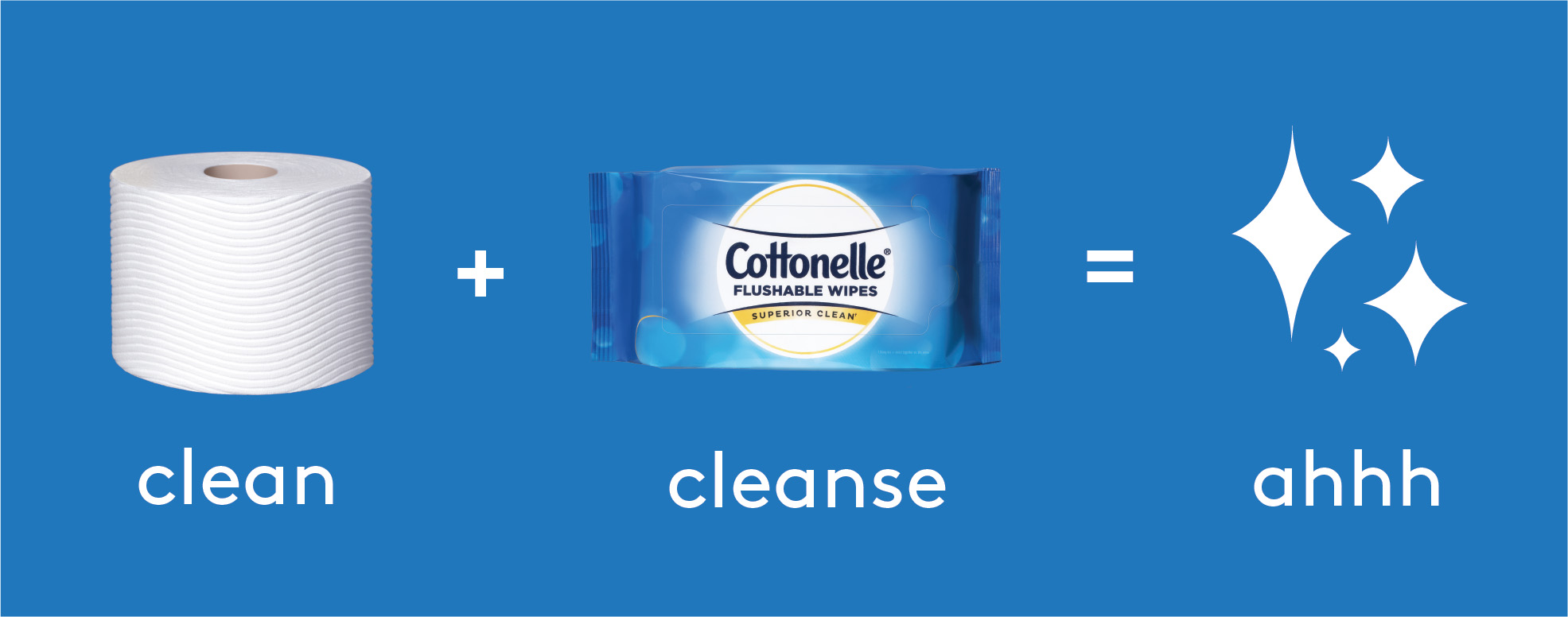 Pair Cottonelle ® Toilet Paper and Flushable Wipes for a Superior Clean, versus dry alone.