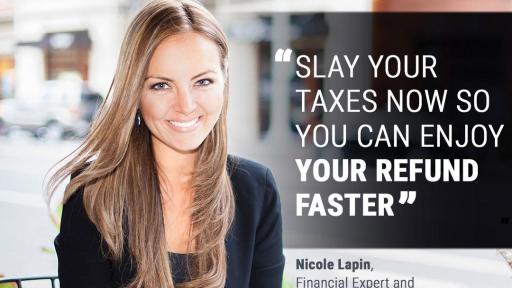 Introducing Nicole Lapin as TaxSlayer's Spokesperson