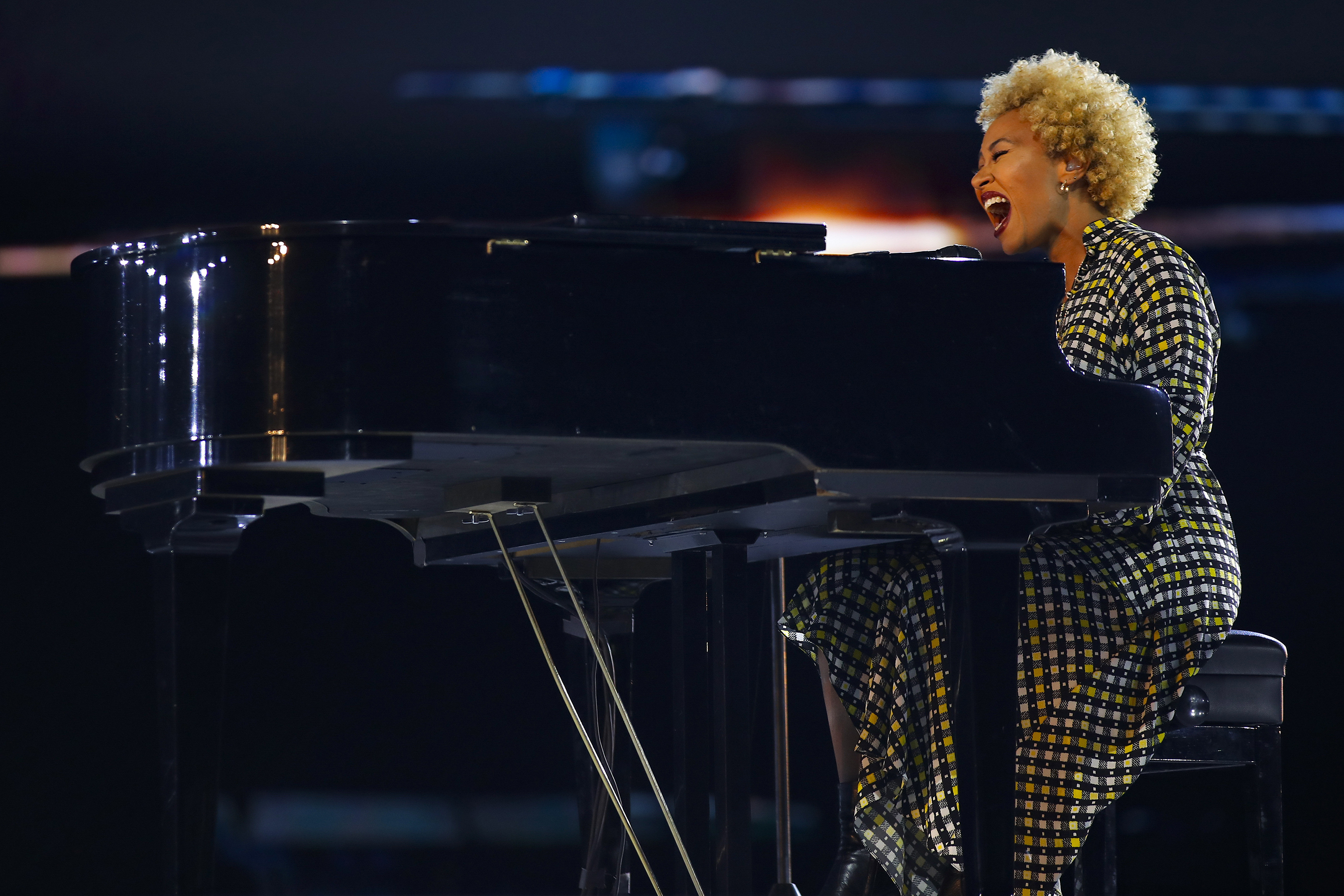 British singer-songwriter Emeli Sand performed her song, "Hope," inspired by Dr. Martin Luther King Jr. at the inaugural Beloved Benefit at Mercedes-Benz Stadium on Thursday, March 21, 2019, in Atlanta.