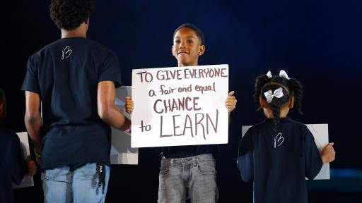 Westside students from Hollis Academy share their dreams during a powerful performance by Emeli Sandé at the inaugural Beloved Benefit at Mercedes-Benz Stadium on Thursday, March 21, 2019, in Atlanta.