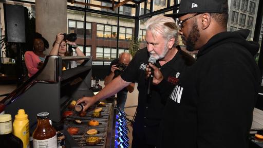 DJ Jazzy Jeff and Pitmaster Myron Mixon team up to create summertime tunes and grilling favorites on the SUMR HITS 5000, a first-of-its kind grill and DJ innovation created by McCormick designed to bring food and music together like never before. Through custom technology, the two produce beats based on food placement and product usage, ultimately creating custom music tracks that bring the party to life and make any summer BBQ a hit. Photo credit: Theo Wargo/Getty Images for McCormick