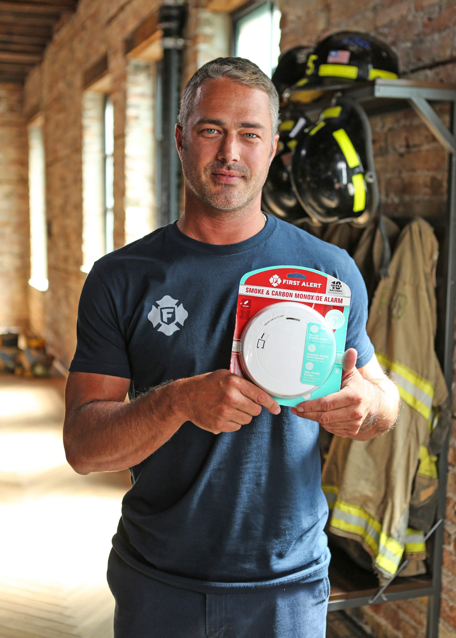 Taylor Kinney with First Alert 10-Year Smoke & CO Alarm