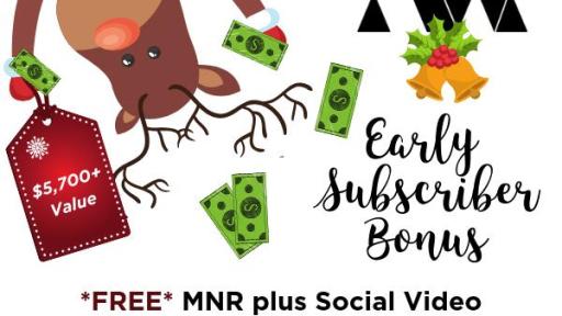 Cartoon reindeer with money and caption, "Earl Subscriber Bonus" - MultiVu