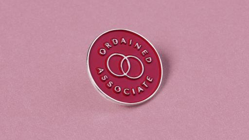 Pink Ordained Associate pin