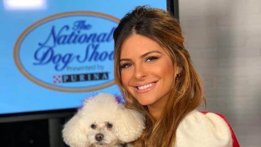 Woman smiling and holding a dog.