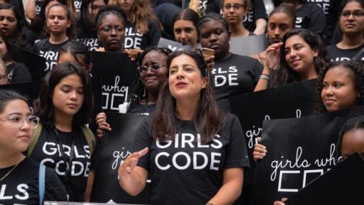 Reshma Saujani  at a girls who code conference
