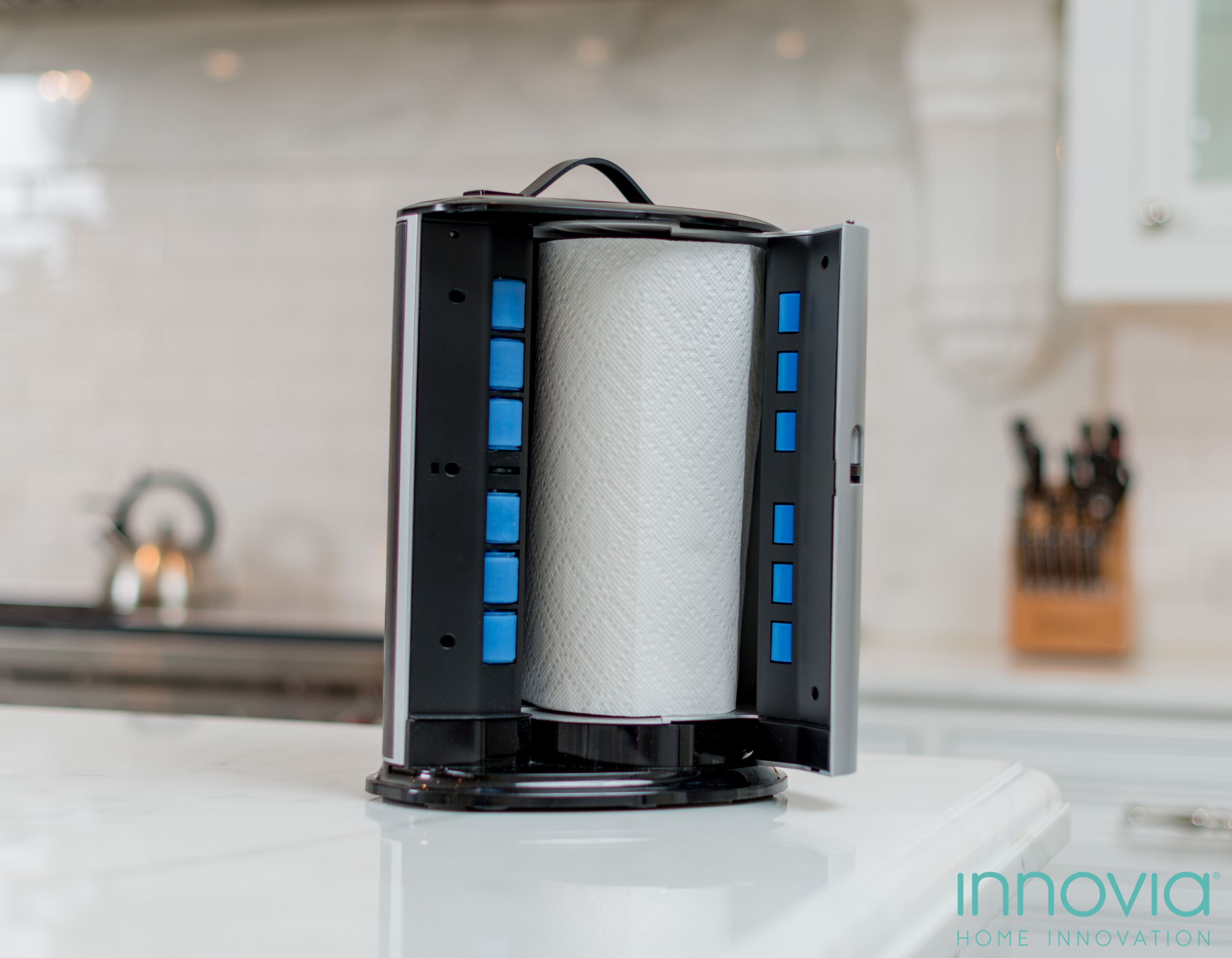Remove it from the box, insert your favorite brand of paper towel, and the Innovia® Paper Towel Dispenser is ready to use.