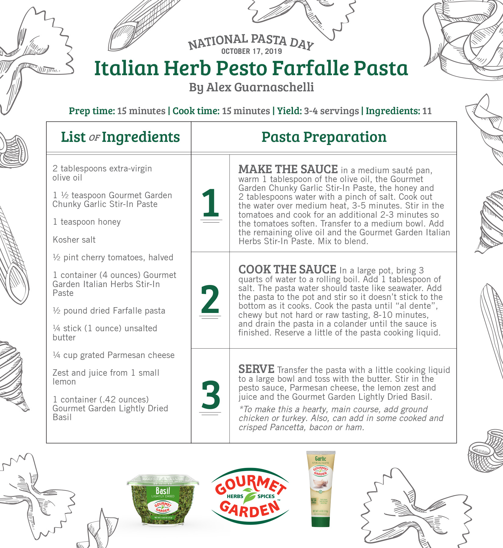 Italian Herb Pesto Farfalle Pasta Recipe Created by Chef Alex Guarnaschelli
