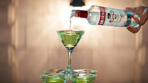 Smirnoff creates a cocktail tree made out of festive Smirnoff No. 21 Green Apple Martinis.