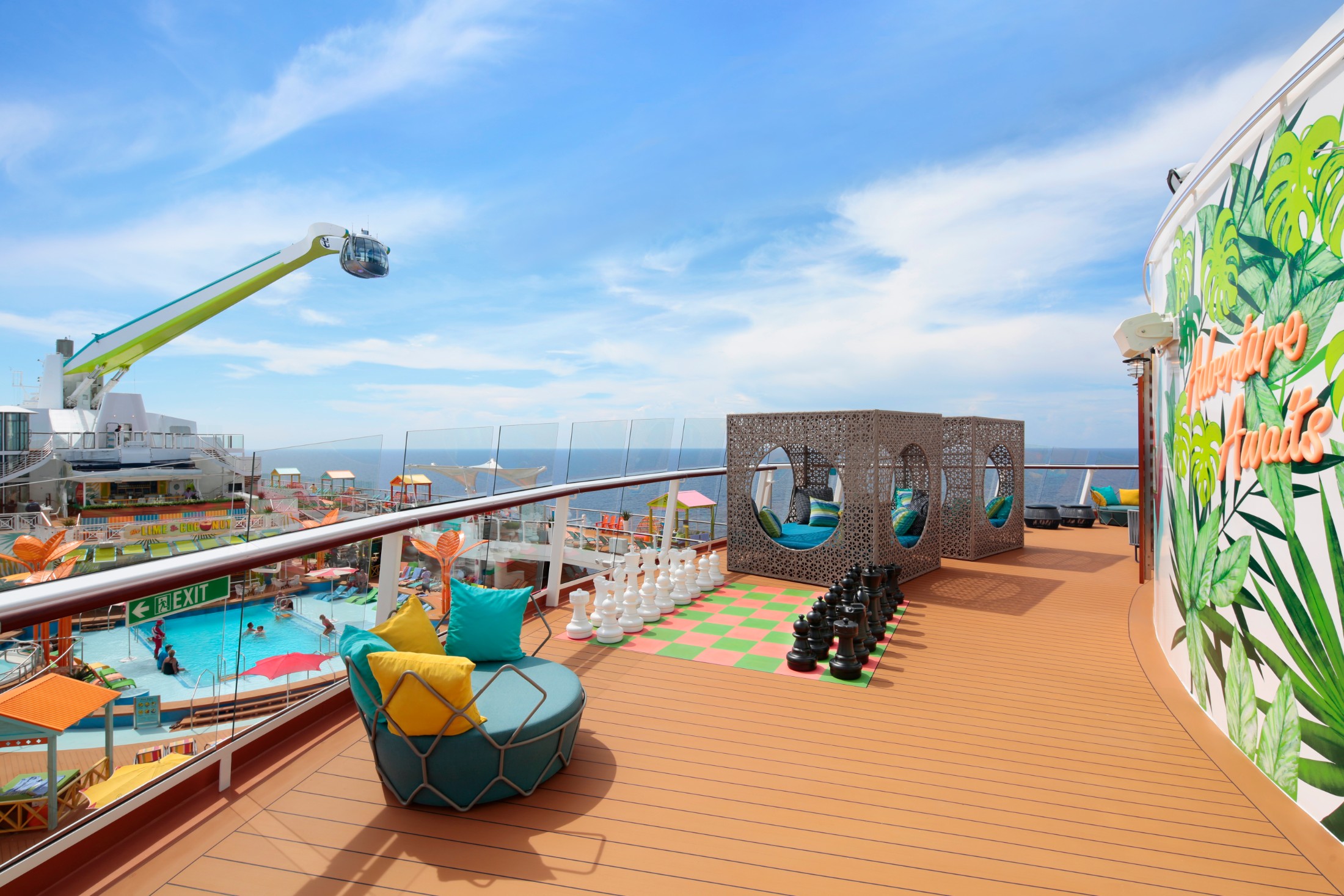 Teens sailing on Odyssey of the Seas can enjoy dedicated spaces to hang out without adults cramping their style. Social180 offers the latest in music, games and movies as well as an outdoor deck called The Patio.