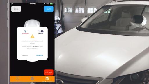 Car in garage and app image