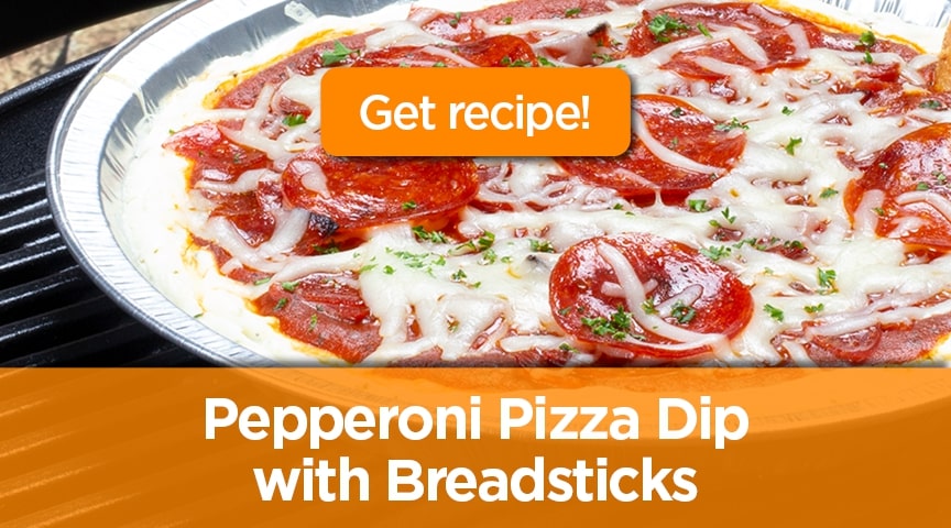 Pepperoni Pizza Dip with Breadsticks