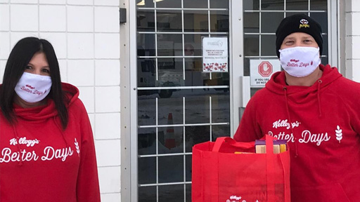 In Canada, the team rallied from coast to coast to create #KCIBetterDays by safely delivering hampers filled with cereal, masks and a note of encouragement to Canadians in need in their communities.