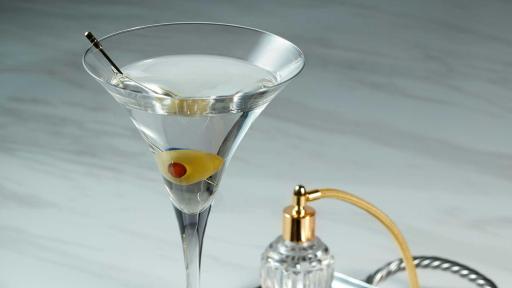 The Mayfair Supper Club’s classic Martini at Bellagio served with a choice of olives, twist or onion.