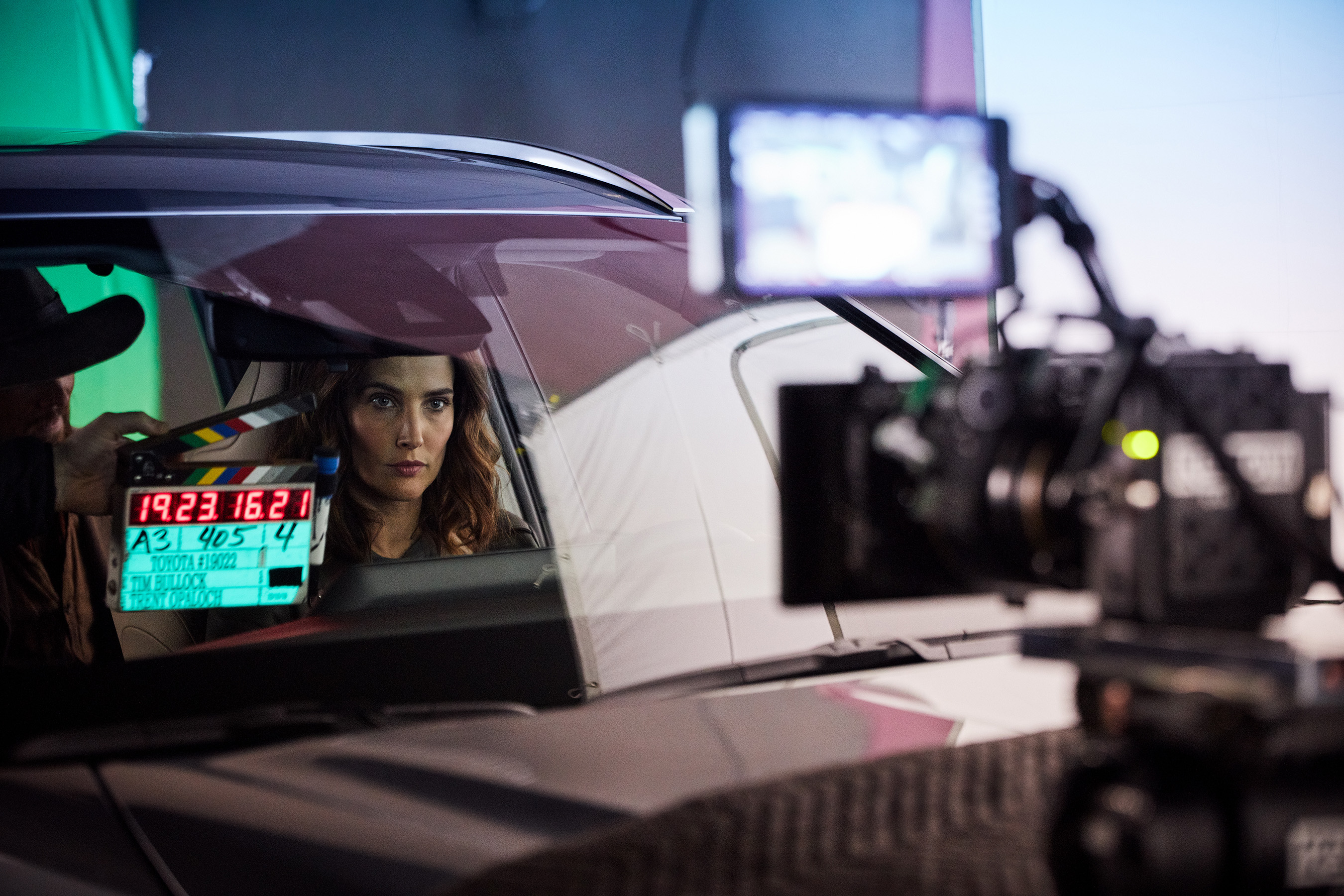 Actress Cobie Smulders on-set during Toyota’s shoot for the 2020 Big Game ad, “Heroes.”