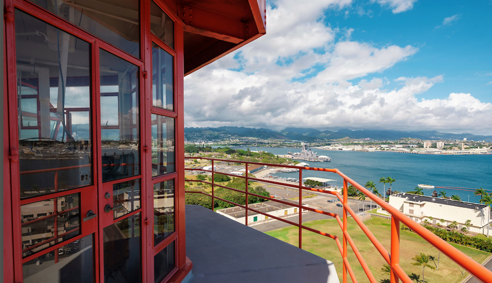 Freedom’s View, which provides a 360-degree panorama of Pearl Harbor, is now accessible via the Top of the Tower Tour. Visitors can support the renovation work with this add-on feature.
